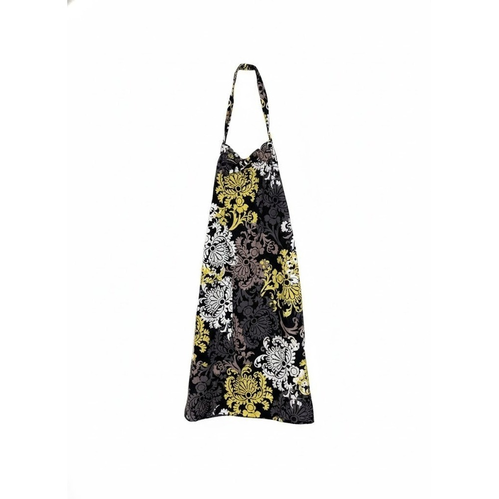 Vera Bradley Citron Provencal Floral Apron Yellow Black Cotton Kitchen Pockets